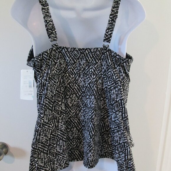 Swim Solutions Abstract Diamonds Triple Tier Tankini Swim Top NWT Sz 12 - Picture 8 of 10